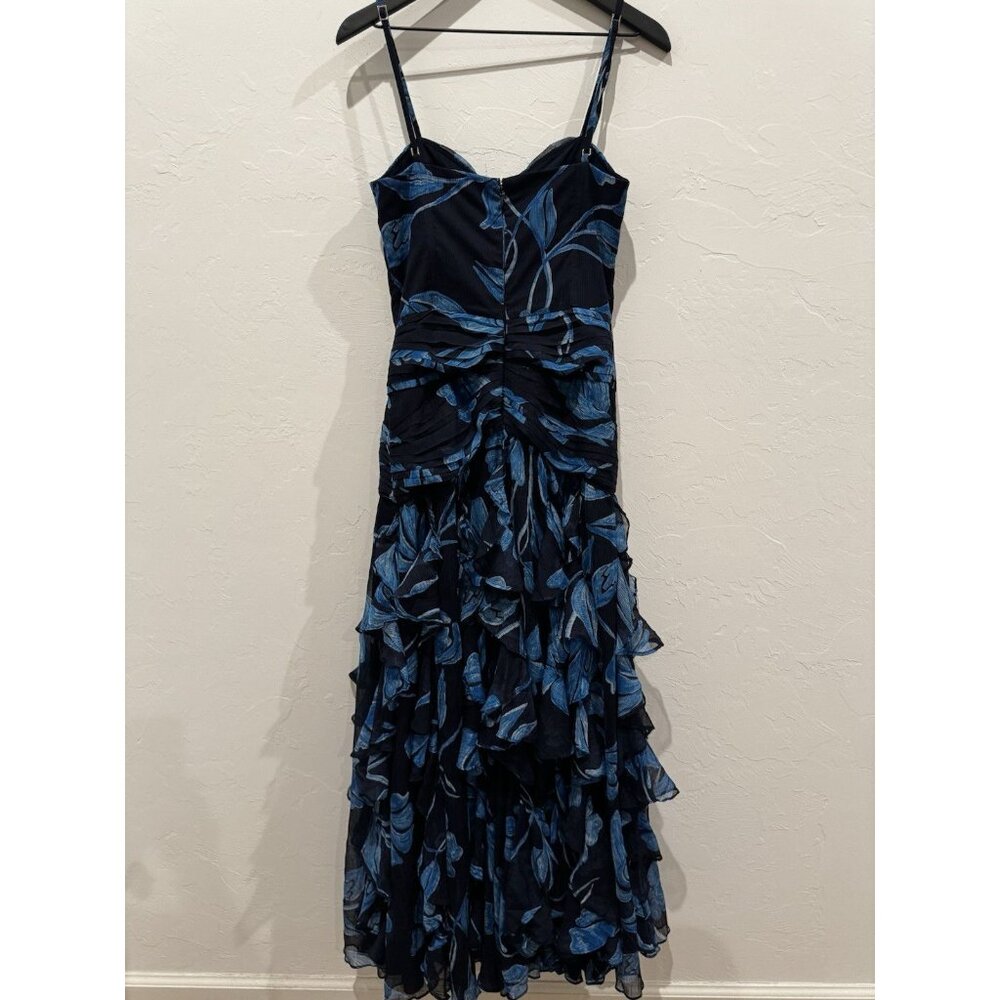 PatBO Nightflower Bustier Floral Indigo Blue Ruffle Maxi Dress Size 6 $1100 - Picture 8 of 12